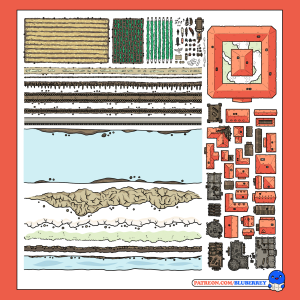 Walls'n'Fields Asset Pack (Default style - 73 assets and 12 paths)