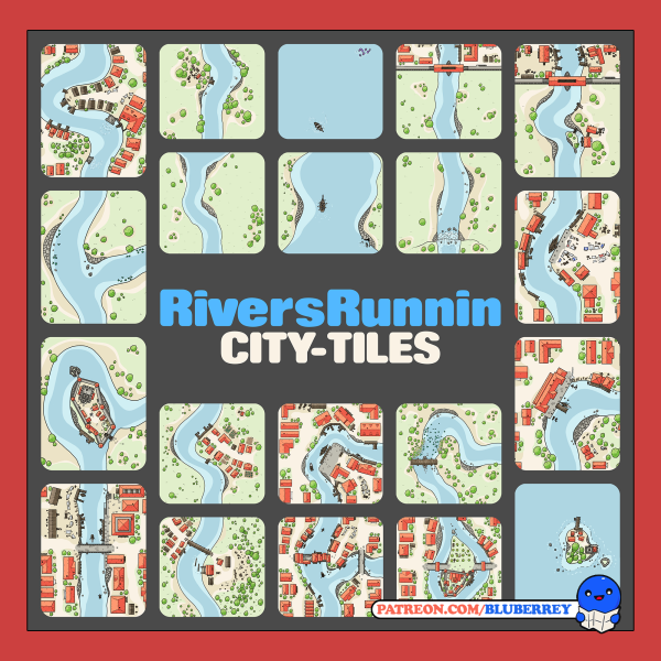 Rivers Runnin' Tile Pack (Default style expansion – 21 modular tiles)